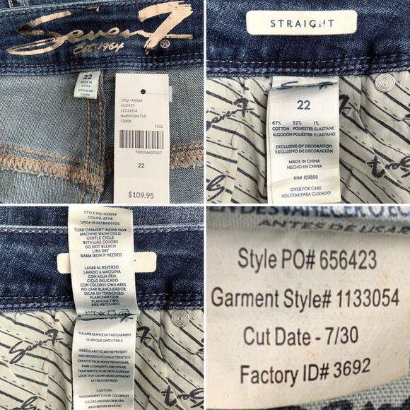 Seven7 Embroidered Hem Limited Edition Straight Leg Jeans Blue 22 - Picture 4 of 11